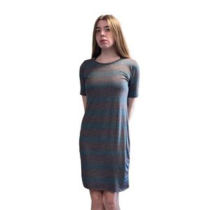 LuLaRoe Rainbow/Black Geometric Pattern T-Shirt Style Dress